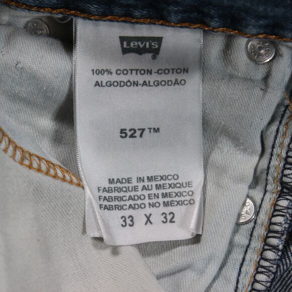 Levi’s Jeans Mens 33x32 Blue 527 Slim Bootcut Distressed Frayed Hem - Picture 6 of 12